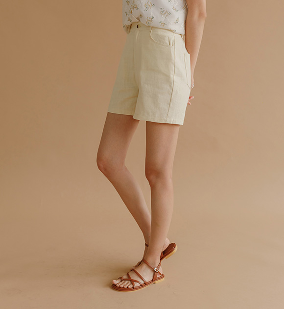 6DA28007AA_ Myri Linen Touch Cropped Shorts