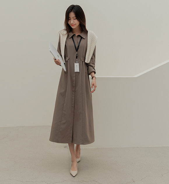 8OA0610KK_Autumn Trenchcoat vibe Shirt Dress