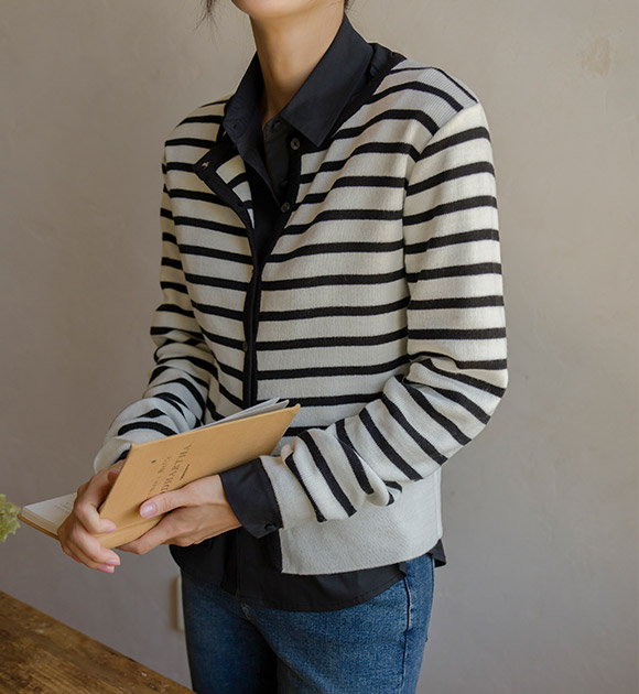 5DA30426LJ_Neat Fit Striped Cardigan