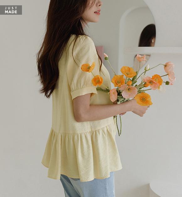 <br>8OA0478DD_Pink Ribbon Peplum Blouse