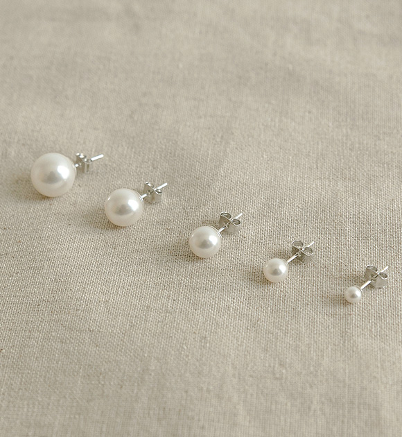 9DA24936AA_Rabbi 925Silver Pearl Earrings (5size)