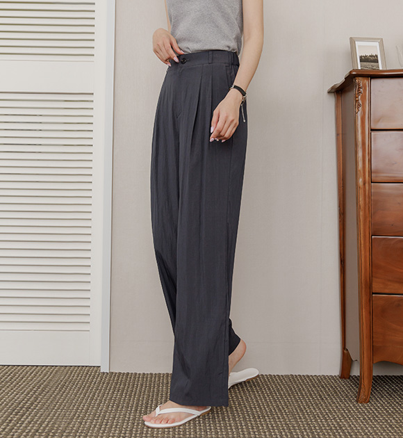 9DA25381JJ_ Square Cool Washer Pintuck Slacks
