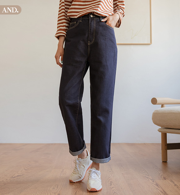 8AD0011HH_Real New color migration prevention Indigo Baggy jeans