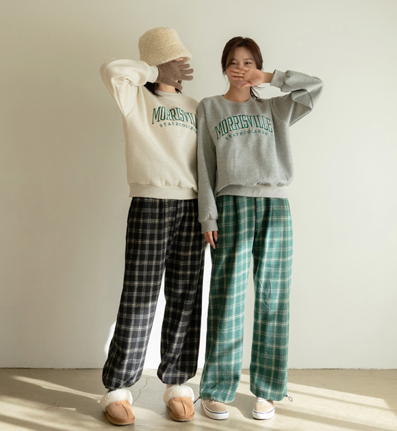 5DA26811JJ_ Anywhere 2way brushed checkered banded pants