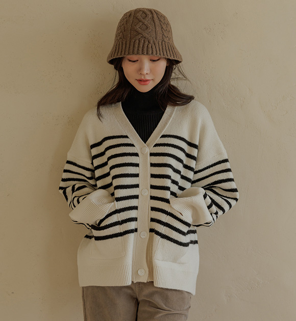 8FO0190HH_Gipper loose fit striped Cardigan