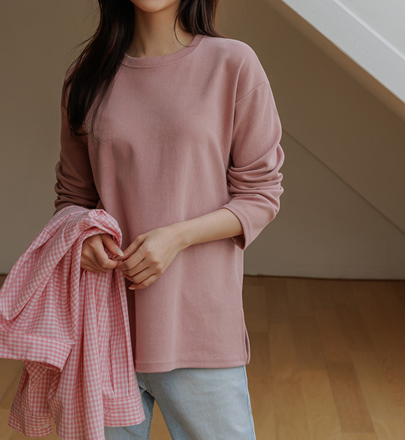 6DA27153KK_[J-BASIC] Two-size wool side split tee