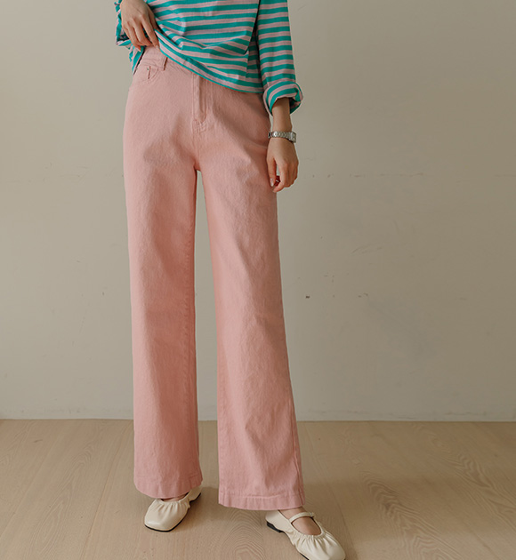 8DA27203KK_[J-BASIC] Buckyll color spandex wide pants