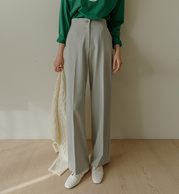 8OA0575HH_ Flowy Straight Wide Slacks (Basic&Long 2type)