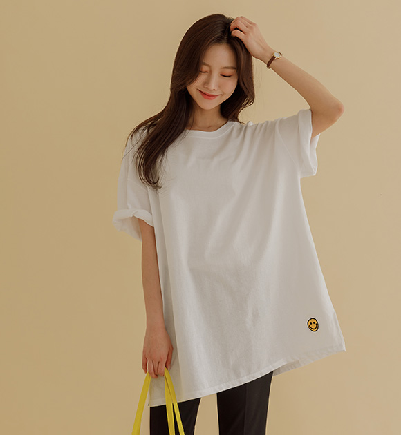 6DA27344AA_ Happy Smile Embroidery Short-sleeved shirt(striped/plain)