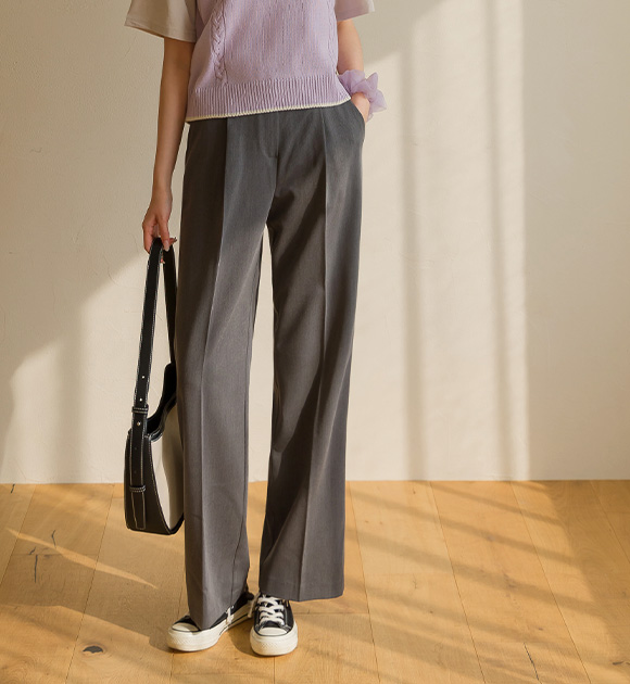 8DA27366AA_ Kushing Pintuck Smooth Straight Slacks