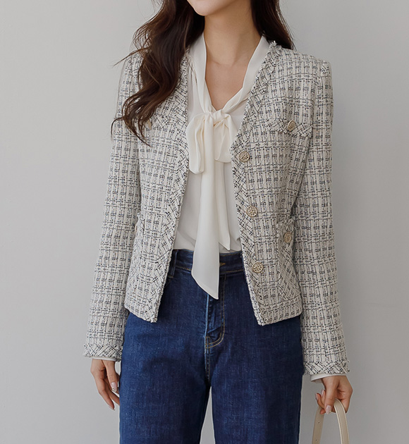 8DA27422AA_Kippin collarless tweed jacket