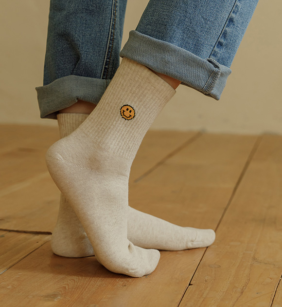 6DA27460KK_ Happy Ring Smiley ankle sock