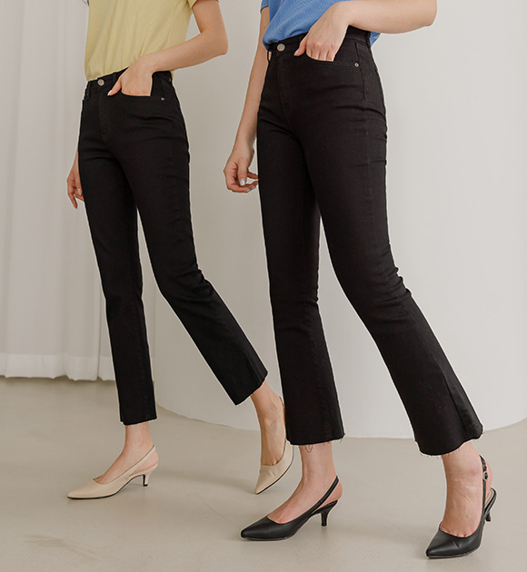 8EJ246HH_ Honey Spandex Slim Fit Black Pants (Straight/bootcut)