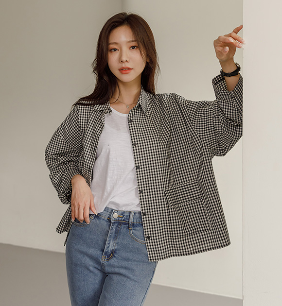 6DA27658AA_ Newran Checkered Loose Fit Shirt