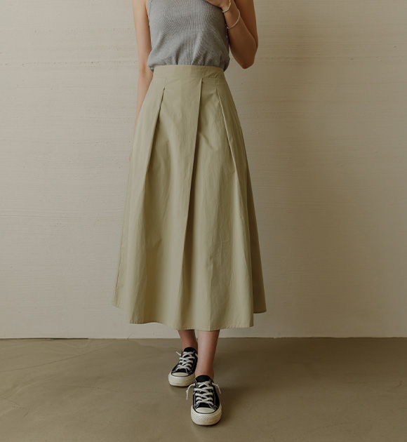 5OA0597HH_ Brandy wrap pintuck cotton skirt