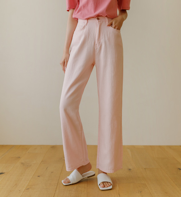 8DA28204AA_ Luckim Cotton Linen Back banded straight pants