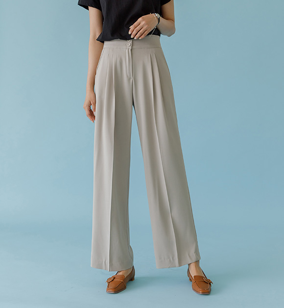 5DA28280HH_Slight Two button pintuck Slacks(Short/Basic/Long)