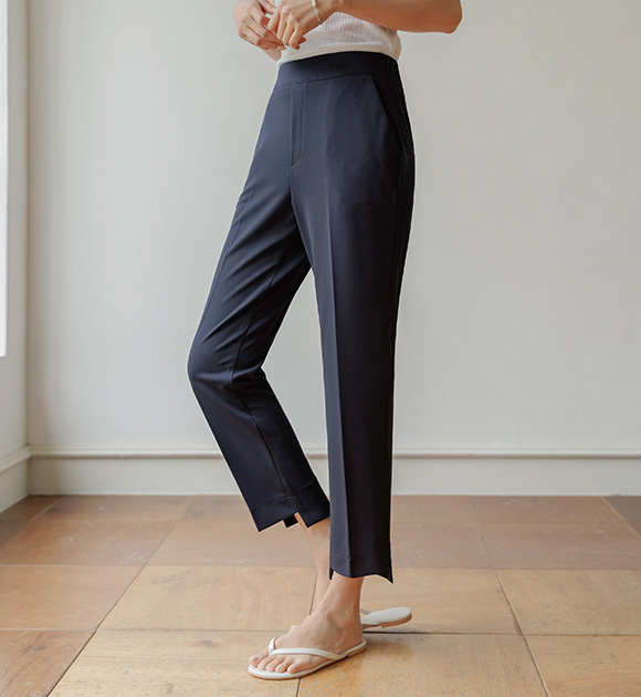 Four-way tension side slit straight slacks