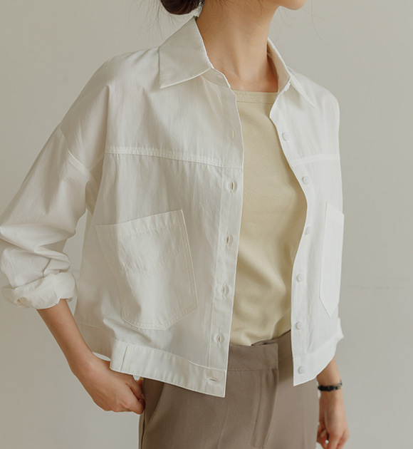 5DA28482AA_ Nuhi Baslock Cotton Semi-crop Shirt Jacket