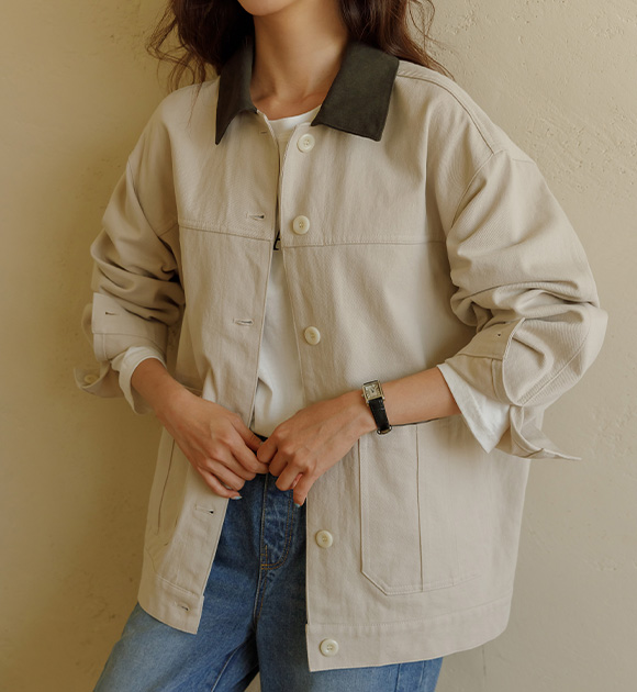 6DA28613HH_Hidu Sturdy fit color matching cotton jacket
