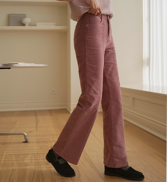 6DA29352MM_Knits golden brushed leg loom bootcut pants