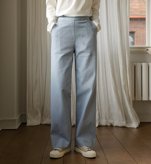 6DA29482JJ_Ferra twill tissue back banded wide pants