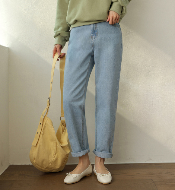 6DA29579SS_Lorette Back banded simple slim baggy jeans