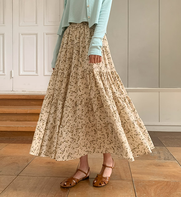 5DA29724LJ_Easy banding flower long skirt