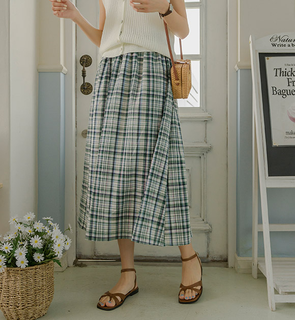 8DA29993LJ_Windsor cotton check skirt