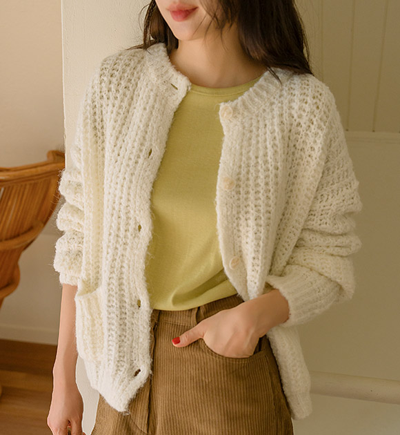 4DA30475LJ_Loose Fit Weave Cardigan