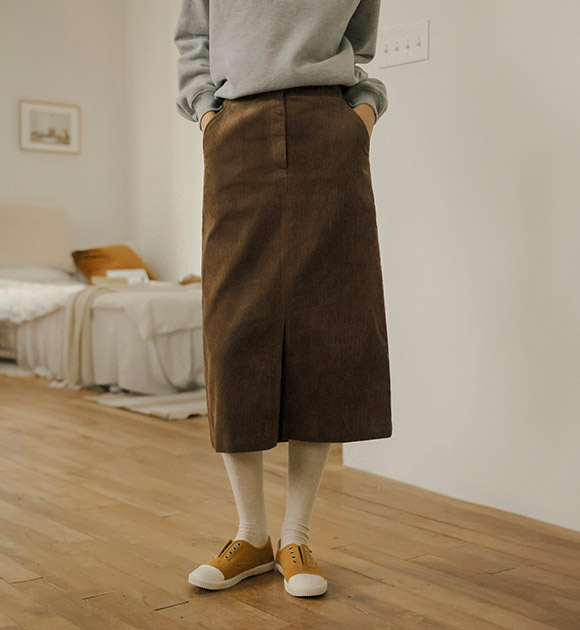 6DA30615HN_Mars H Line Corduroy Skirt