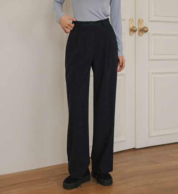 6DA30601LJ_Soft Cover Wide Corduroy Slacks (Basic/Long)