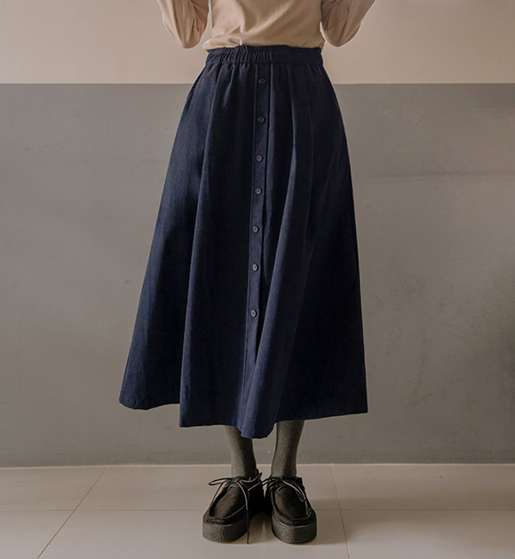 6DA30678LJ_Muaez Suede Button Skirt