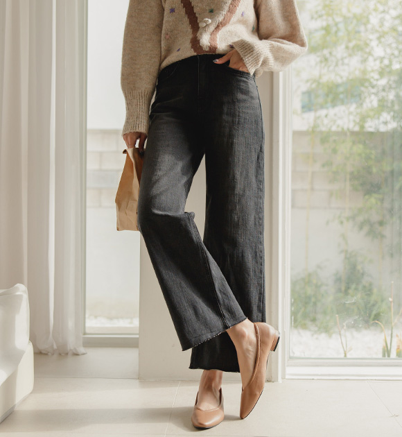 <br>8DA23956GG_Sousel Back banded Cutting Wide Jeans