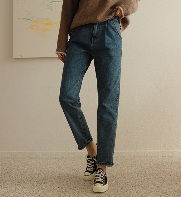 <br>8DA24059AA_ Bogil back banded Pintuck Baggy jeans