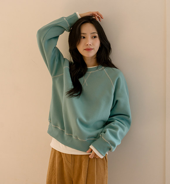 4OA0818NN_[JUST BETTER] Lander Stitch Embroidery Brushed Sweatshirt