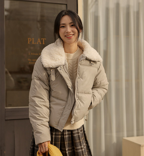 6OA0826NN_Hays Wool Collar Neck Short Padded Jacket