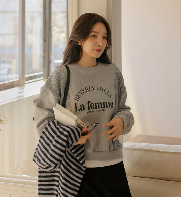 6DA30811JJ_Wished Knit Color Block Brushed Sweatshirt