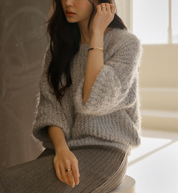 5DA30850HN_Baini Soft Pine Needle Boucle Knitwear