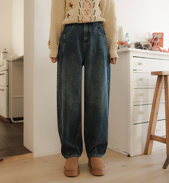 4DA30827LJ_Soft Warm Banding Denim Pants