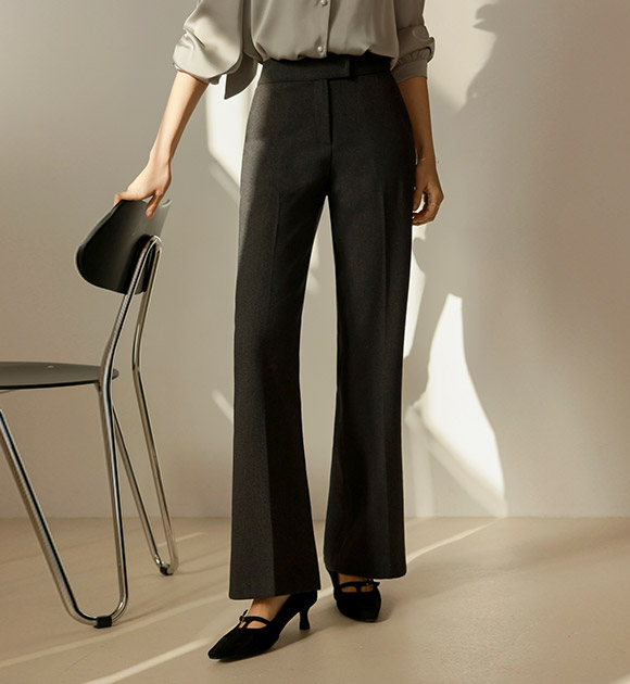 5DA30863NN_Warm Brushed Button Inner Banding Bootcut Slacks