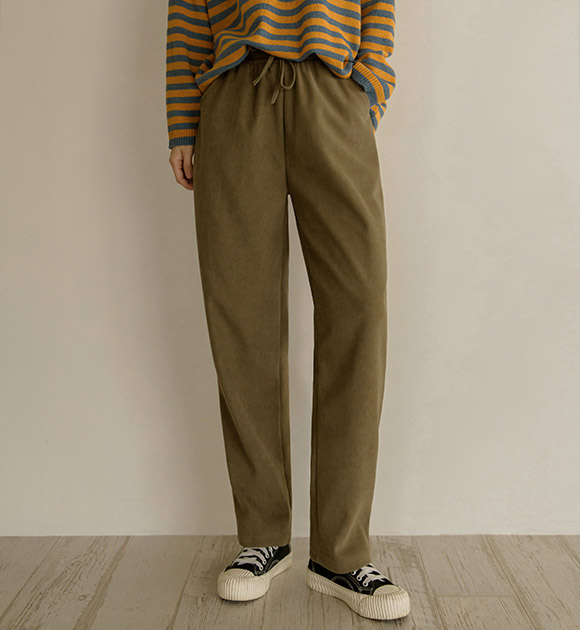 5DA30621JJ_1+1 Warmer Thick Brushed Baggy Pants