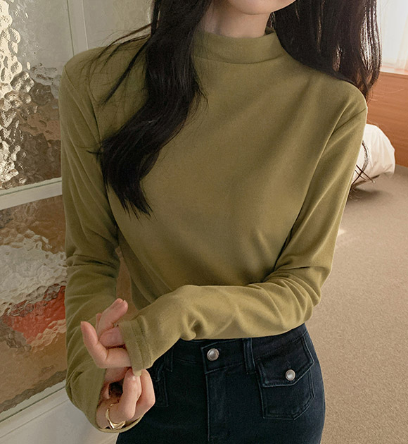 4DA32459HN_Peach Fleece Soft Turtleneck Tee