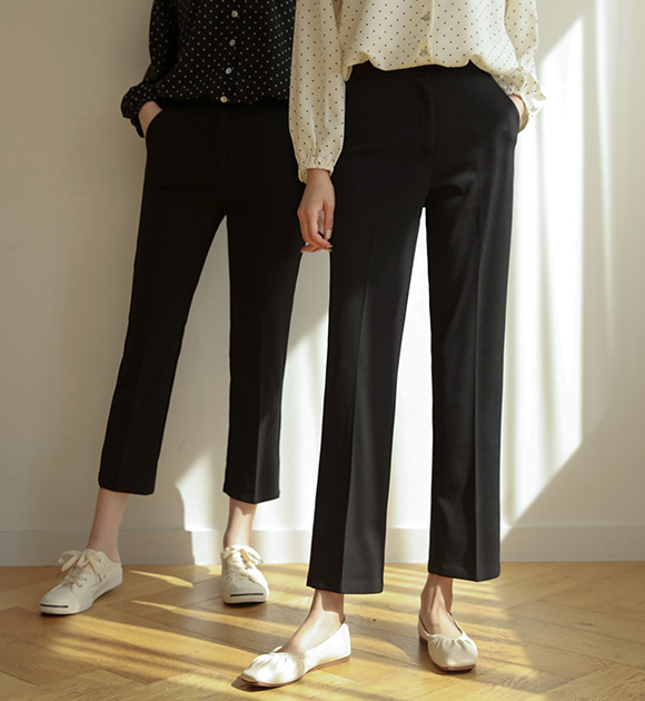 Tangle Secret Banding Spandex Straight Slacks (3 Types of Length)