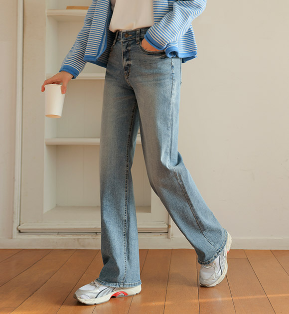 4DA30960NN_Blooming Semi-wide Denim Pants