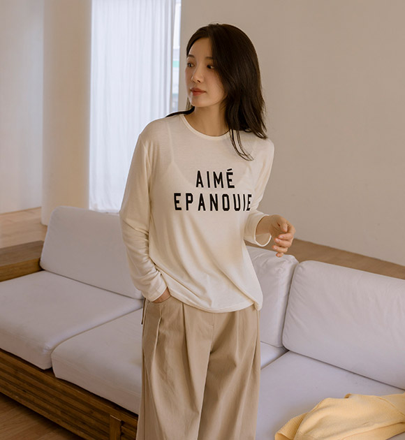 5DA30972LJ_Aime Epanouie Spandex Lettering T-shirt