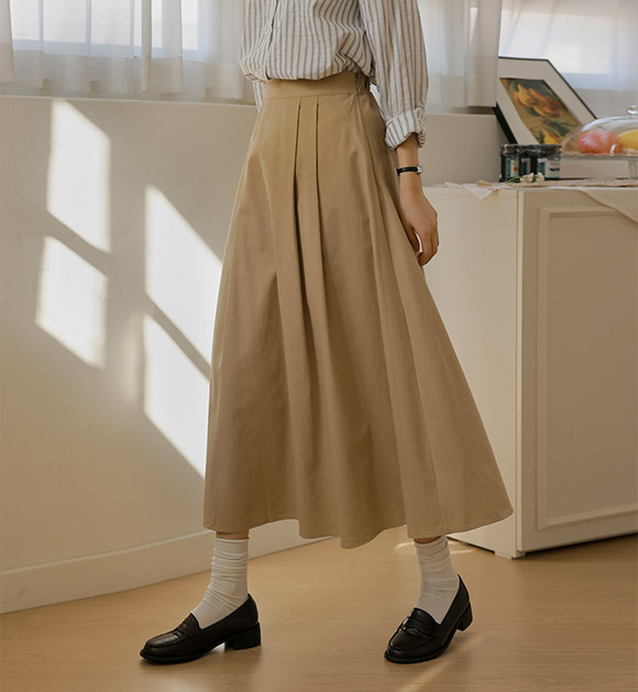 5DA31032JJ_With Me Back Banding Pintuck Cotton Skirt