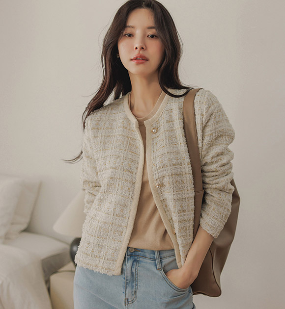 5DA31128JJ_Golden Tweed Wool Cardigan