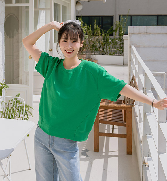 5DA31245JJ_Puo Label Decoration Short-sleeved Sweatshirt