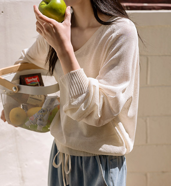5DA31356NN_Summer Time Basic V-neck Thin Knitwear